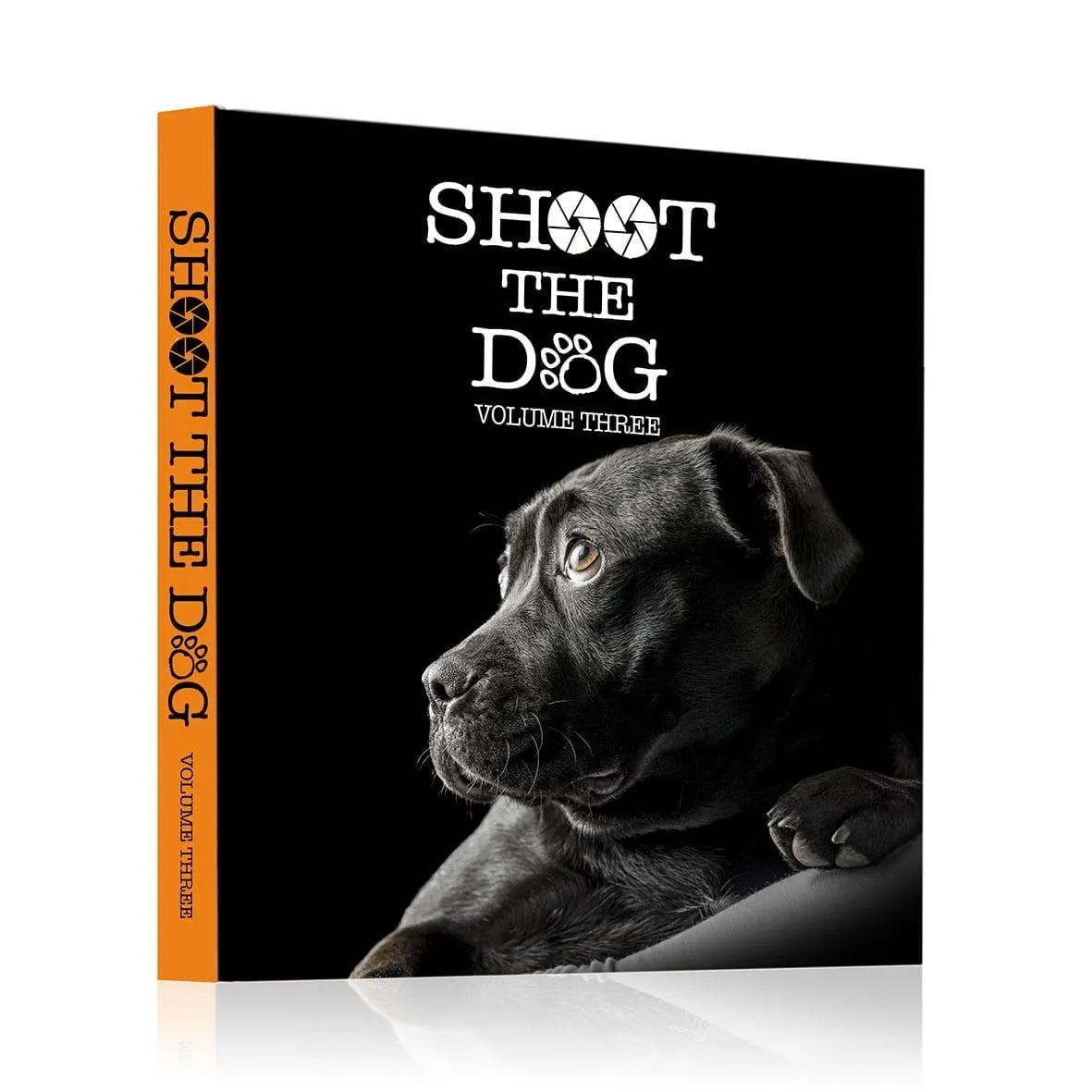 The cover of Shoot the Dog, Volume Three: a black puppy with one paw hooked over a ledge